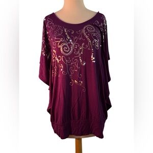 Lane Bryant Plum Tunic with Silver Accents